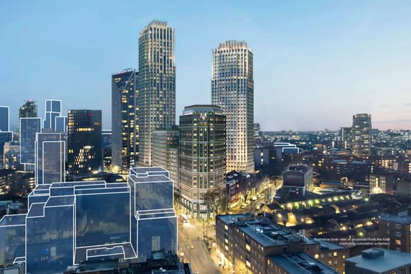 An artist's impression of the proposed Borough Triangle development (centre)
