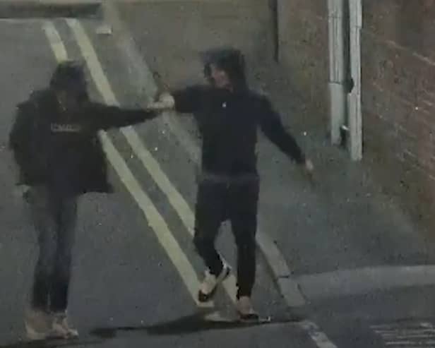 Ramaray Treasure and Leon Sykes fist bump moments after raining blows on a man with West Street with knives in hand.