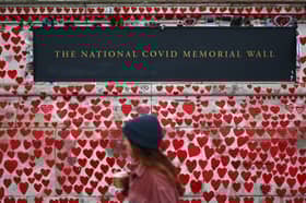 The National Covid Memorial War on the embankment on the south side of the River Thames