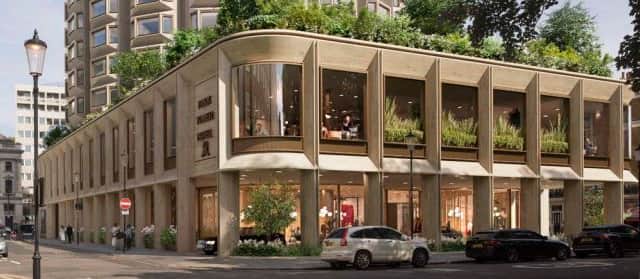 The proposal will see an underground public car park ripped out to make way for a large podium that will surround the site and act as an entrance to the hotel with a plush first-floor terrace with canopy