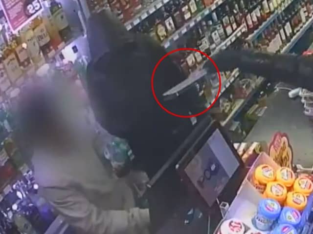 Balaclava-clad teen threatens shop owner at knifepoint.