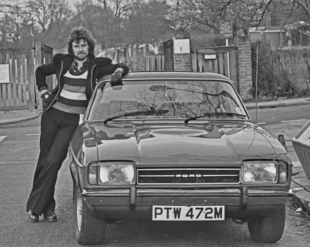 A trendy looking DJ Noel Edmonds is pictured here in 1974 beside his Ford Capri Mk II. The Capri was the seventh best-selling car of the 1970s, with 378,310 registered, according to startrescue.co.uk, which described how it 'fused simple mechanics with sporty styling and an affordable price tag'. It was known as a 'pony' car - like a 'muscle' car, but smaller.