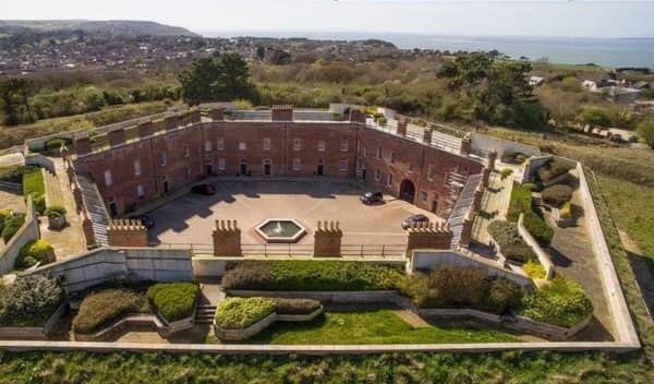 The stunning roof garden at Golden Hill Fort, an old Victorian fortress on the Isle of Wight, where a three-bedroom house is for sale with a guide price of £295,000