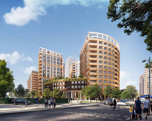 An artist's impression of plans for Wandsworth Gasworks