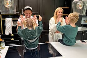 Joe Swash with Rose, Stacey Solomon with Rex