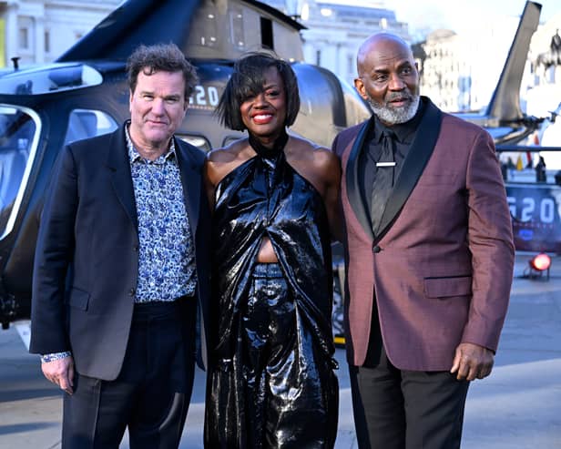 Viola Davis and the cast of the new Amazon Prime movie G20 posed for photos at Trafalgar Square to celebrate its upcoming release.