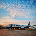 A RyanAir plane on the runway at Stansted Airport