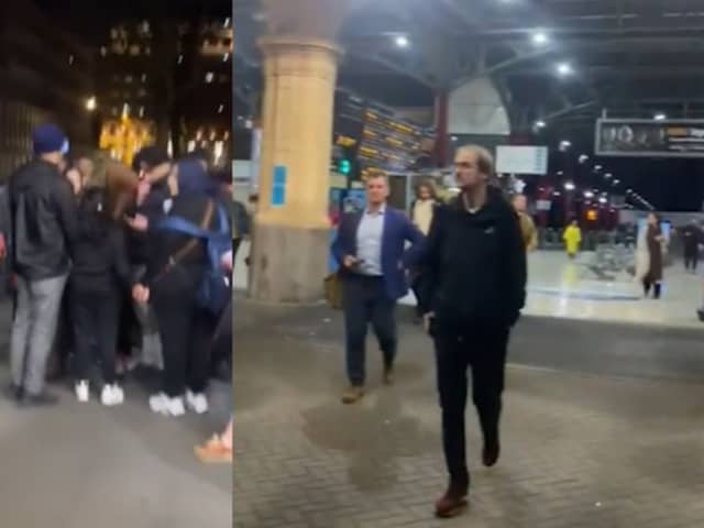 Passengers exit Marylebone Station as evacuation announced.