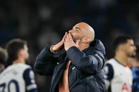 Chelsea's Italian head coach Enzo Maresca sends a kisses to the fans at the end of the English Premier League football match between Chelsea and Tottenham Hotspur at Stamford Bridge in London on April 3, 2025. Chelsea wins 1 - 0 against Tottenham Hotspur.