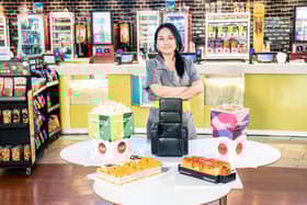 Cake artist Michelle Wibowo with her creations 