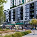 An artist's impression of how the hotel and homes at Camberwell Green, South London could look