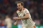 Harry Kane of Bayern Muenchen reacts during the UEFA Champions League 2024/25 Quarter Final First Leg match between FC Bayern MÃ¼nchen and FC Internazionale Milano at Fussball Arena Muenchen on April 08, 2025 in Munich, Germany. 