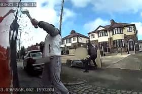 Terrifying moment thugs with gun, axe and sledgehammer attack bin men.
