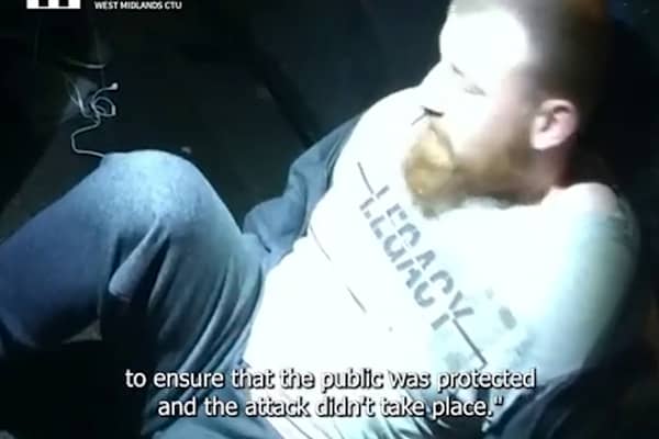 The arrest of Jason Savage. Chilling footage shows a Muslim convert who dubbed himself 'Lone Wolf' carrying out reconnaissance trips as he plotted terror attacks in Birmingham.