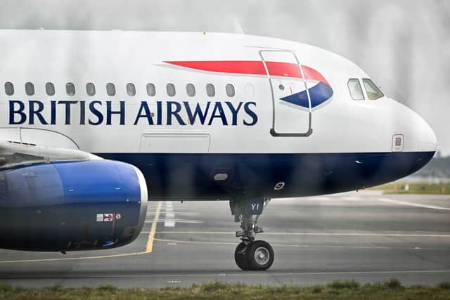 Plane prepares to take off at Gatwick.