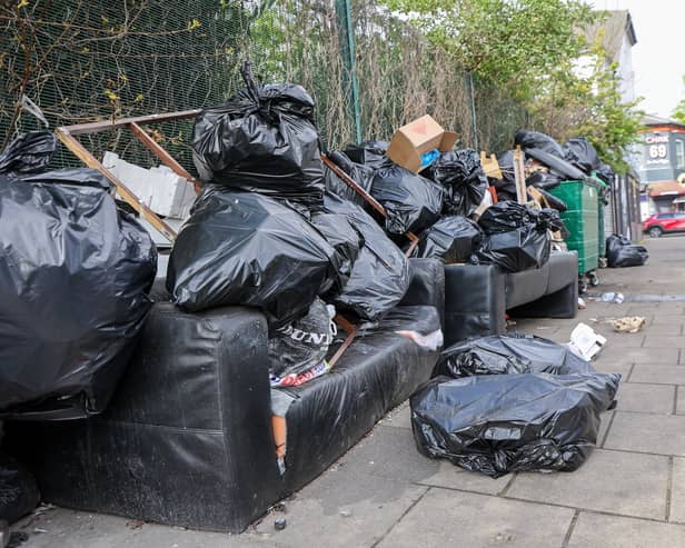 Rubbish piled up on Colville Road , Balsall Heath, Birmingham.