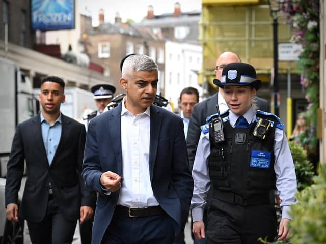 Sadiq Khan out on a police patrol in Covent Garden
