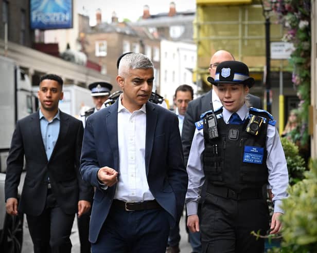 Sadiq Khan out on a police patrol in Covent Garden