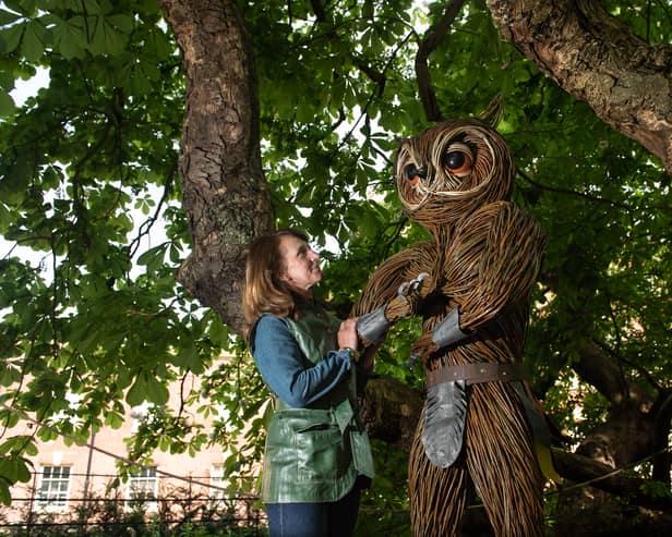 Helena Mellenchip with one of her willow sculptures at Lytham Hall