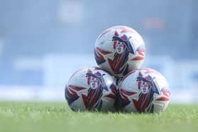 The Puma Orbita 1 EFL Sky Bet Official Match Football on the pitch  the Sky Bet Championship match between Luton Town FC and Portsmouth FC at Kenilworth Road on March 01, 2025 in Luton, England. 