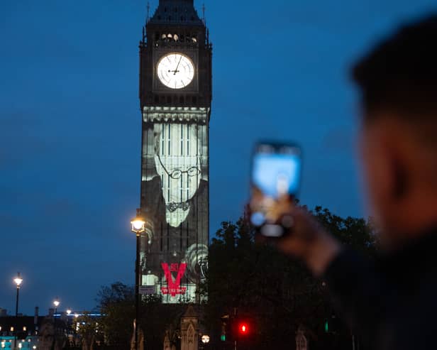 London landmarks including Big Ben lit up in honour of VE Day 80 