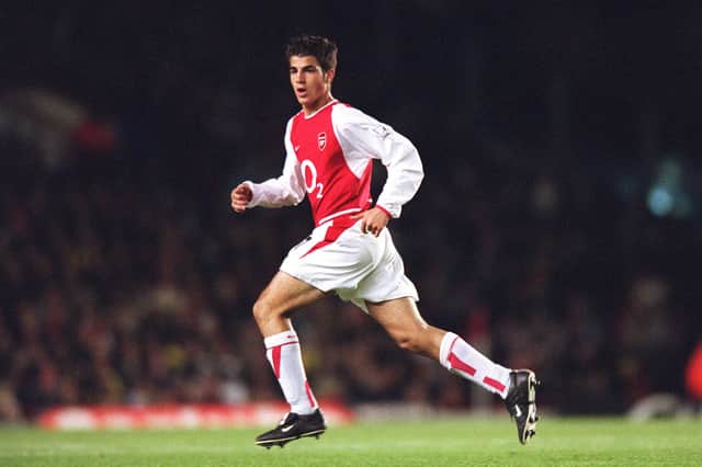 Cesc Fabregas plays his 1st match for Arsenal (aged 16 years and 177 days) during the Carling Cup match between Arsenal and Rotherham United on October 28, 2003 in London