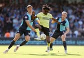 Tyreece Campbell battles against Wycombe Wanderers.