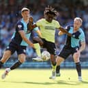 Tyreece Campbell battles against Wycombe Wanderers.