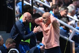 Chelsea head coach Enzo Maresca reacts after a near miss during the Premier League match between Newcastle United FC and Chelsea FC at St James' Park on May 11, 2025 in Newcastle upon Tyne, England