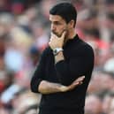 Arsenal's Spanish manager Mikel Arteta gestures on the touchline during the English Premier League football match between Liverpool and Arsenal at Anfield in Liverpool, north west England on May 11, 2025.