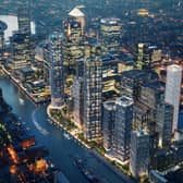 A masterplan image showing the proposed location of the tower in Canary Wharf at 7 Brannan Street