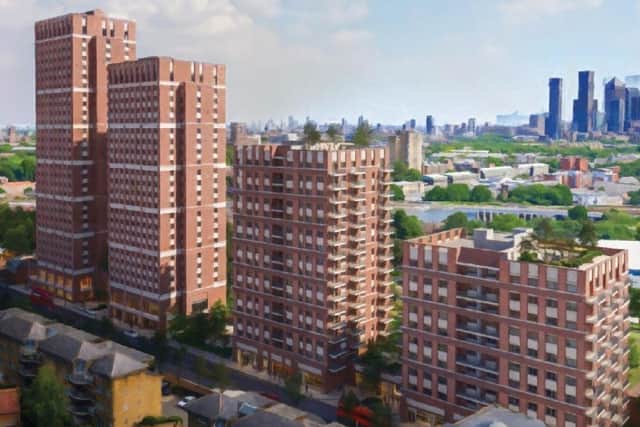 Ilderton Road development, Southwark: The North Building contains two tower blocks which are taller in height than the two tower blocks located within the South Building