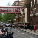 Press wait outside the Lindo Wing following the birth of Prince Louis in 2018 
