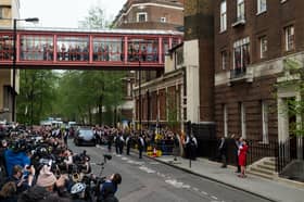 Press wait outside the Lindo Wing following the birth of Prince Louis in 2018 