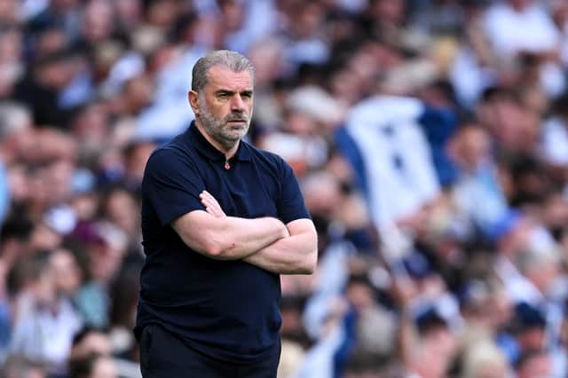 Ange Postecoglou looks on as Spurs are beaten by Brighton.