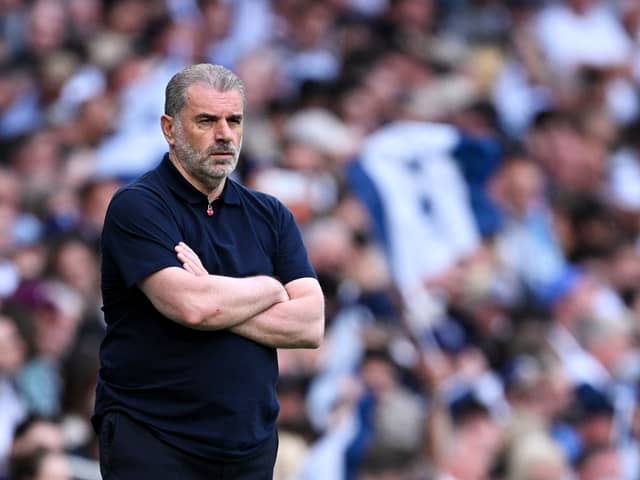 Ange Postecoglou looks on as Spurs are beaten by Brighton.