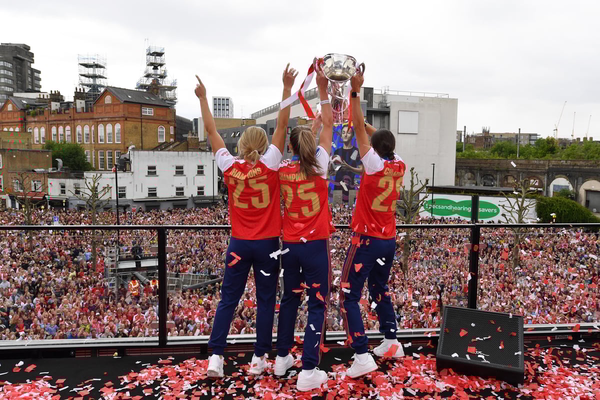 Arsenal Women celebrate heroic UEFA Champions League win with trophy lift at Emirates Stadium