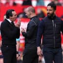 Unai Emery complains to the fourth official.
