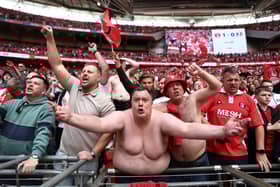 Charlton Athletic fans at Wembley Stadium.