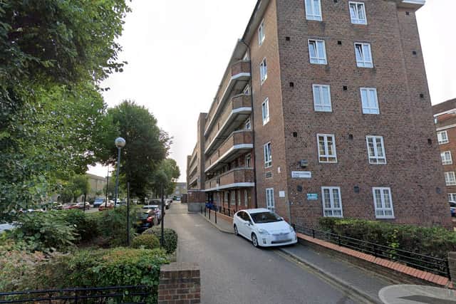 Weston House in south Hackney's Old Kingshold Estate, where Malcolm was trapped for months on end
