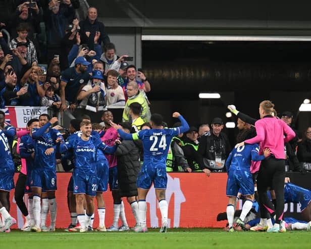 Chelsea celebrate in Poland.