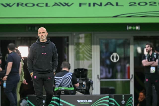 Chelsea manager Enzo Maresca ahead of the Conference League final.
