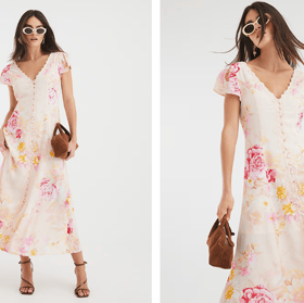 Shoppers are running to buy this affordable River Island pink floral midi dress