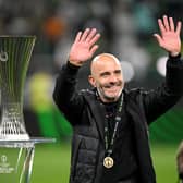 Enzo Maresca, Manager of Chelsea, following UEFA Conference League final victory. (Photo by Stuart Franklin/Getty Images)