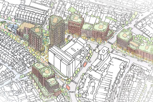 A drawing of the North Finchley masterplan at Tally Ho Corner