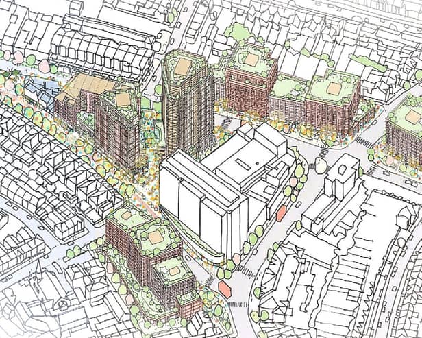A drawing of the North Finchley masterplan at Tally Ho Corner 