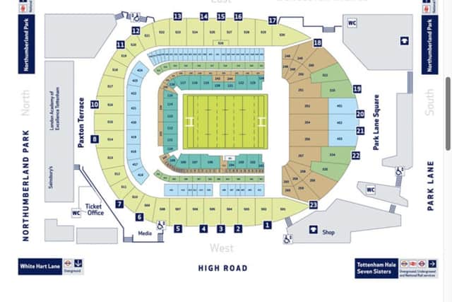 Tottenham Hotspur seating map