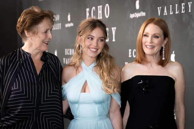Fiona Shaw, Sydney Sweeney and Julianne Moore attend the "Echo Valley" European Premiere at the BFI Southbank on June 10, 2025 in London