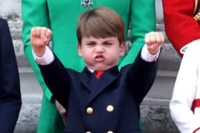 Prince Louis watches the flypast on the Buckingham Palace balcony in 2023