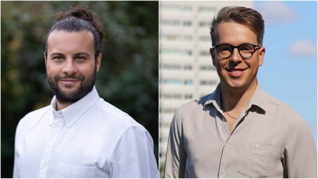 Outgoing EastEnders executive producer Chris Clemshaw (L) and his replacement Ben Wadey (R)